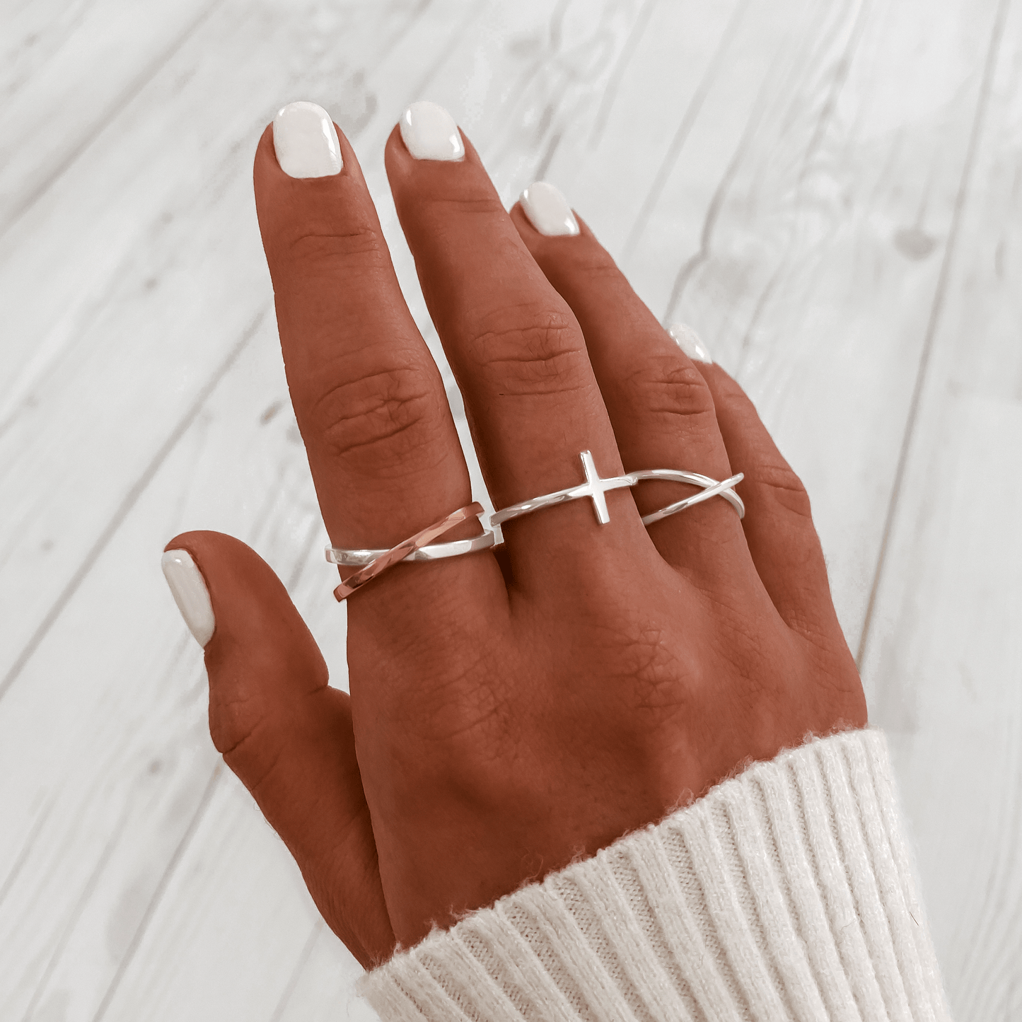 Dubbele Kruisring Zilver Stijlvol Accessoire
