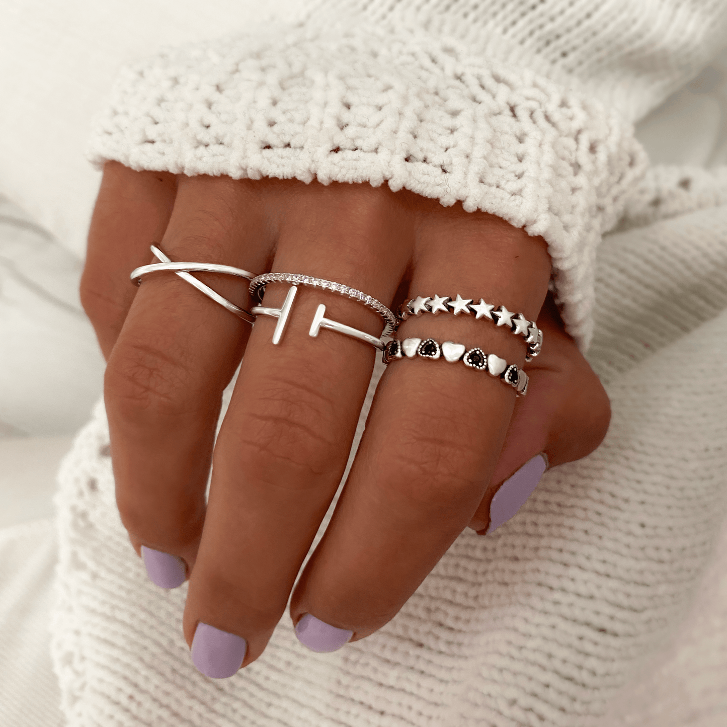 Dubbele Kruisring Zilver Stijlvol Accessoire