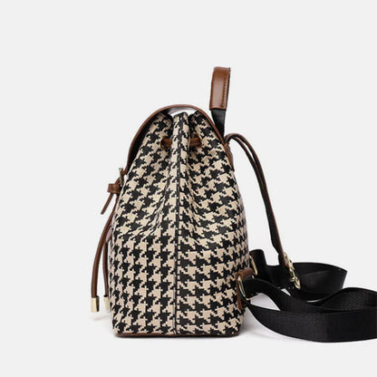 Dames Rugzak met Houndstooth Patroon Trendy en Veelzijdig