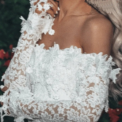 Midi Jurk Wit Kanten Off-Shoulder Vrouwelijke Zomerjurk