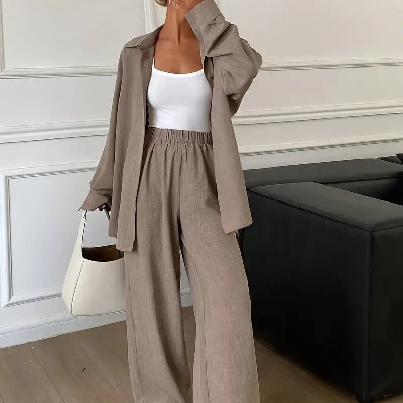 Dames Linnen Set Elegante Trendy Outfit