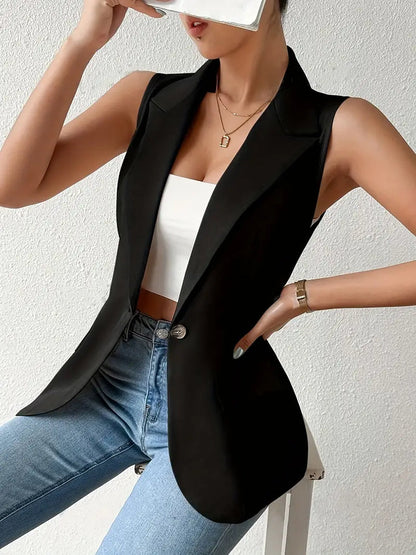 Mouwloze Blazer voor Vrouw Zonder Mouwen met Knoopdetails