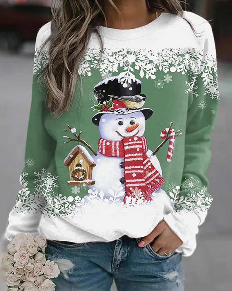 Kerst Sweatshirt Vrouw Snowman Winterse Feesttrui Zachte Stof