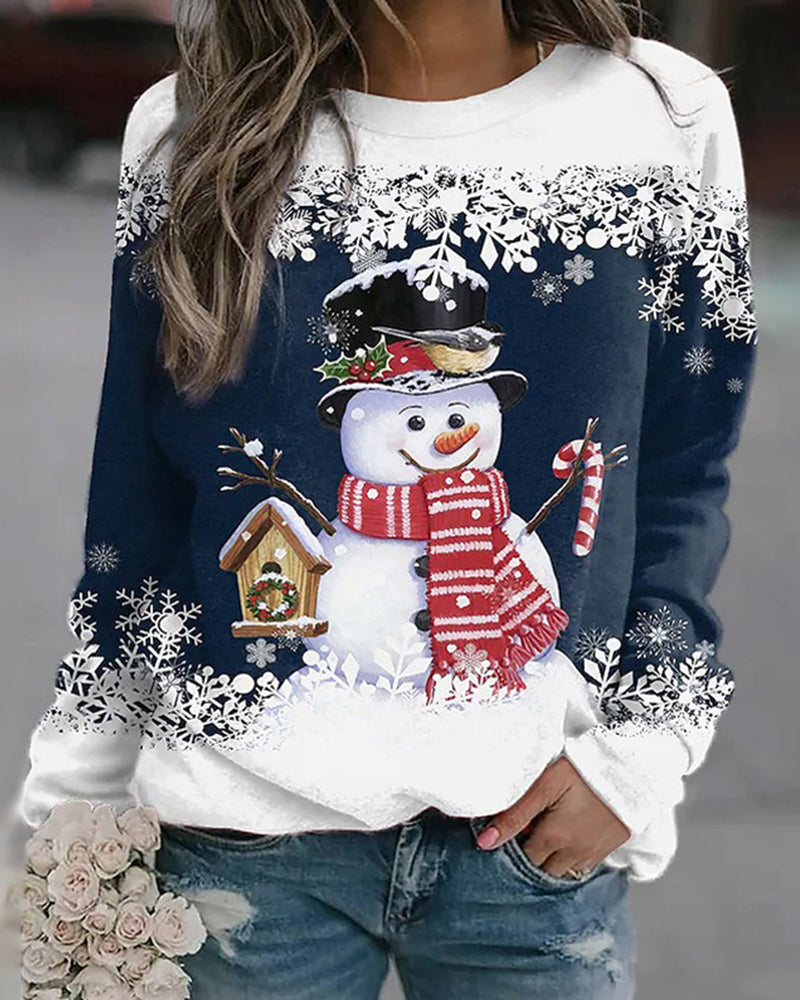 Kerst Sweatshirt Vrouw Snowman Winterse Feesttrui Zachte Stof