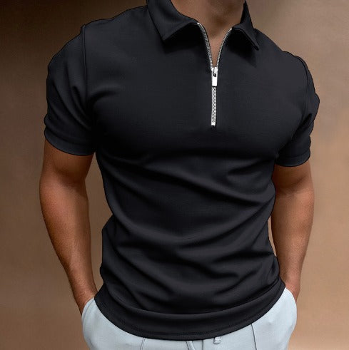 Herenshirt met Rits en Korte Mouwen