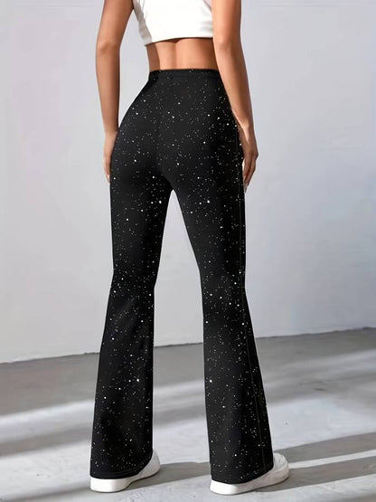Glitter Broek Flared Comfortabele Fit voor Vrouw