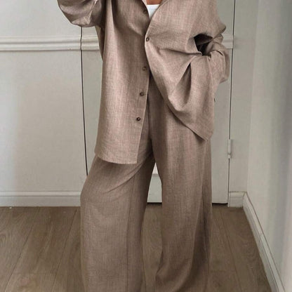 Dames Linnen Set Elegante Trendy Outfit