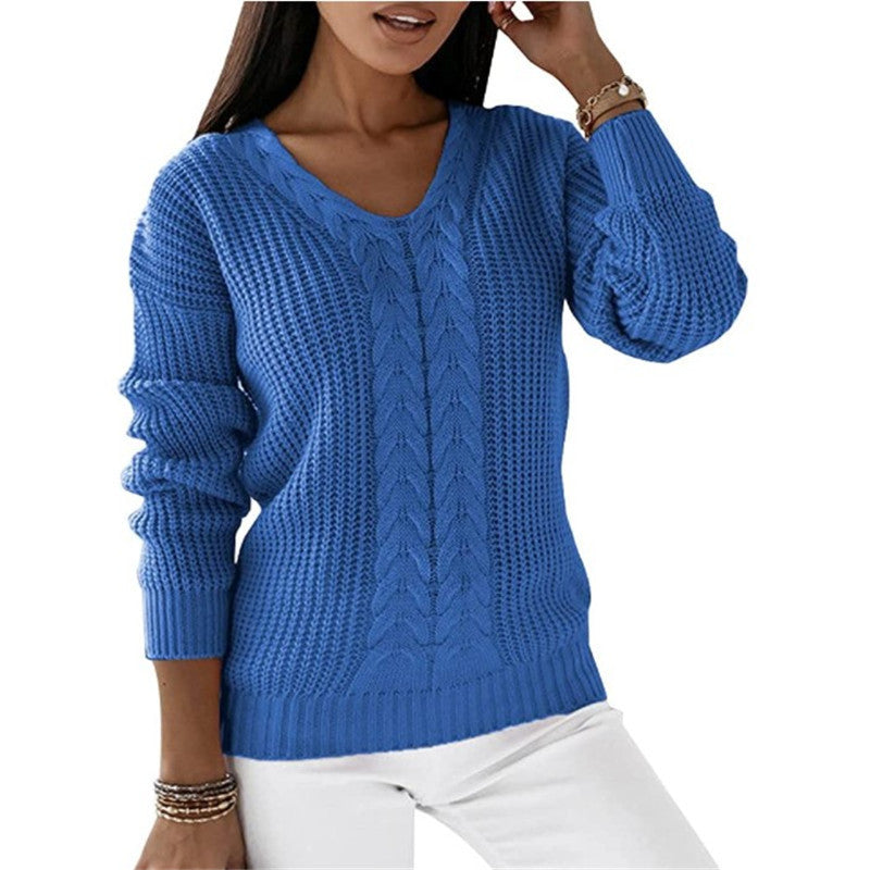 Dames Trui Gebreid V-hals Met Twist Detail