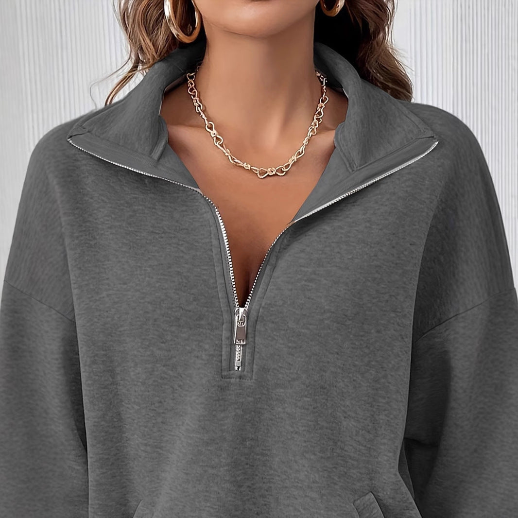 Dames Half-Zip Sweater Comfortabel Zacht Casual