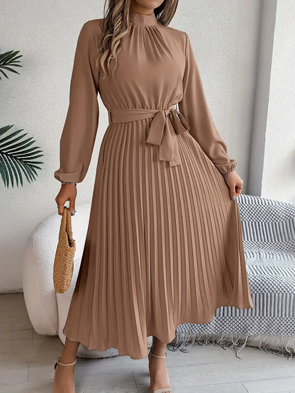Midi Jurk met Ceintuur Elegante Minimalistische Stijl