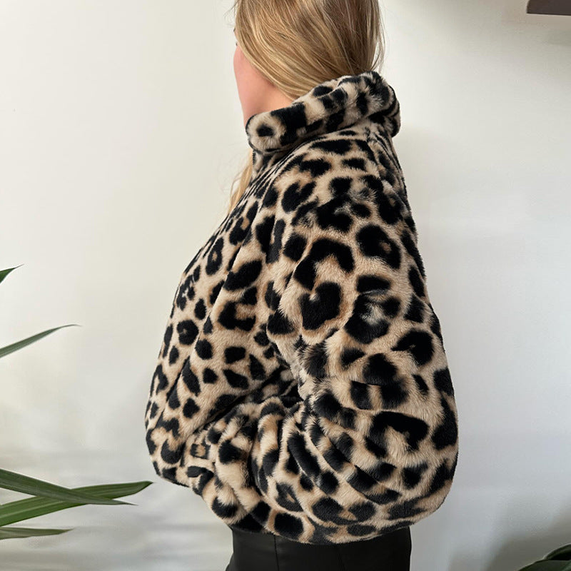 Dames Faux Fur Jas Kort Leopard Stijlvol