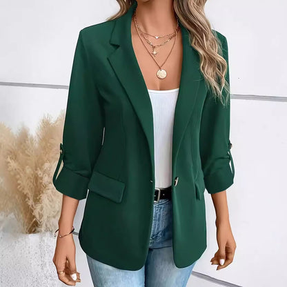 Dames Blazer Lange MouwWarm Donkerblauw voor Herfst en Winter