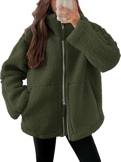 Dames Fleece Jas Oversized Warm en Zachte Winterjas