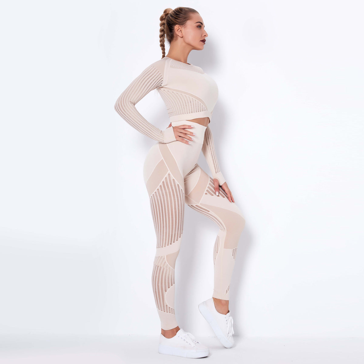 Dames Yoga Set Lange Mouwen Zacht Elastisch