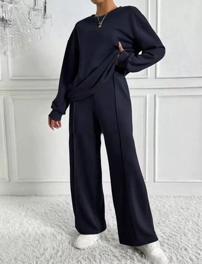 Dames Tweedelige Set Oversized Broek en Crewneck Korean Style