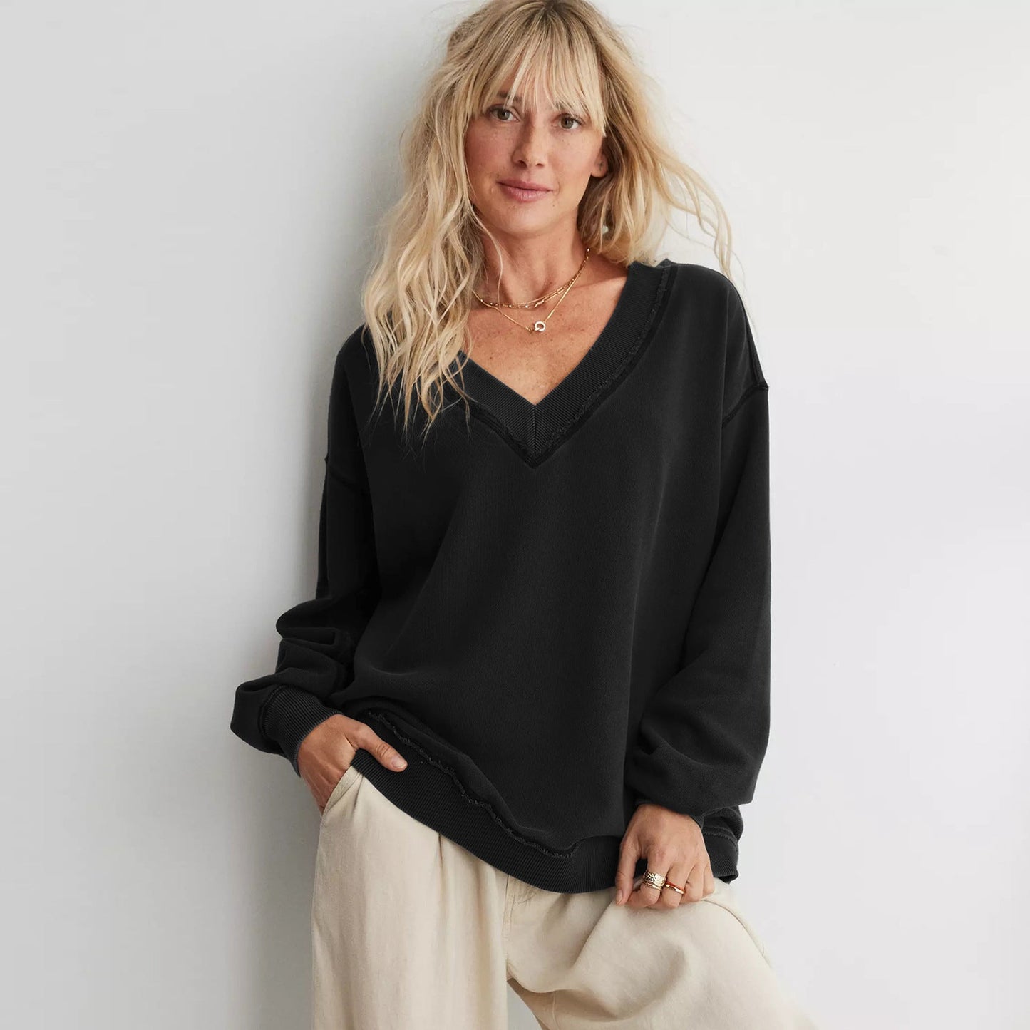 Dames Lounge Sweater Comfortabel met V-Hals