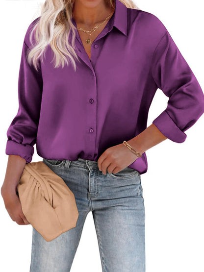 Vrouwen Blouse Lange Mouwen Knoopsluiting Elegance