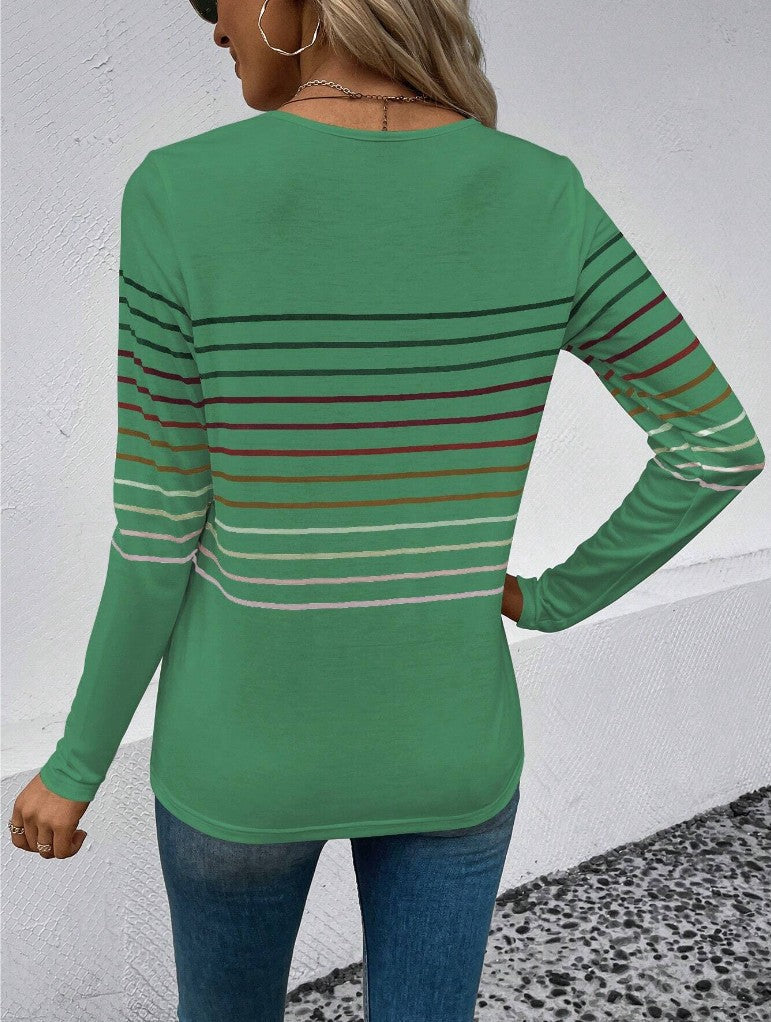 Dames T-shirt Lange Mouwen Streepjes Basic Stijlvol