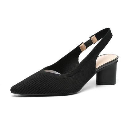 Slingback Hakken Puntige Neus Blokhak voor Vrouw
