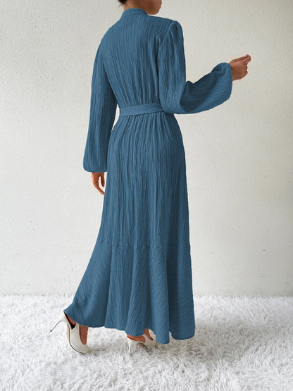 Vrouwelijke Jurk met Lange Mouwen en Taille Accent