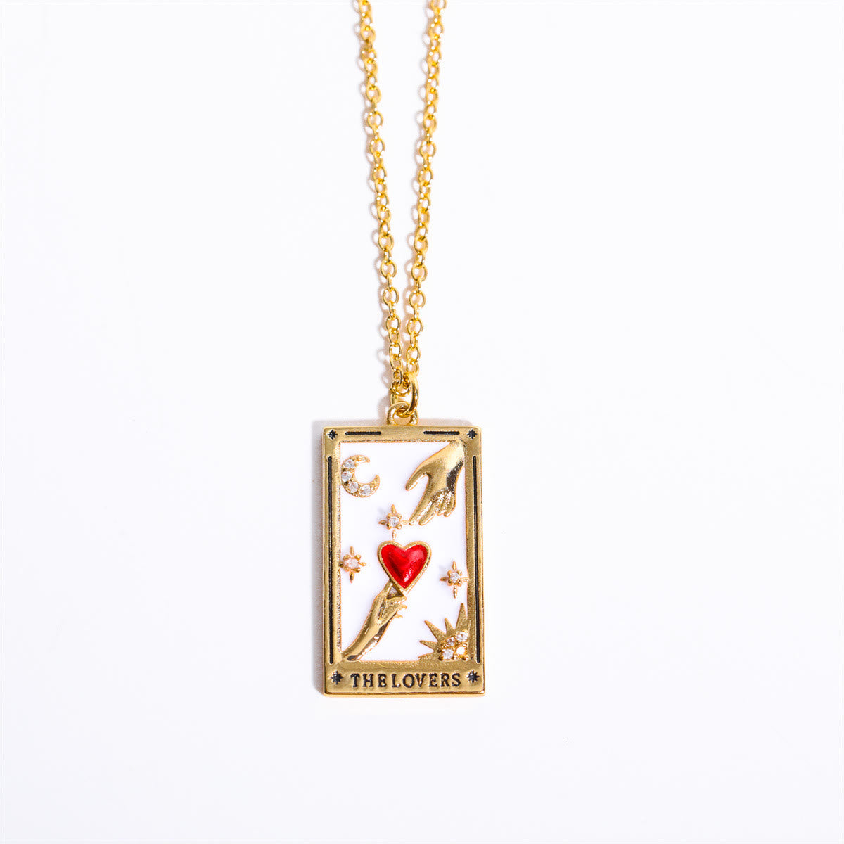 Gouden Tarot Oorhanger Druppel Ketting Zirkonia