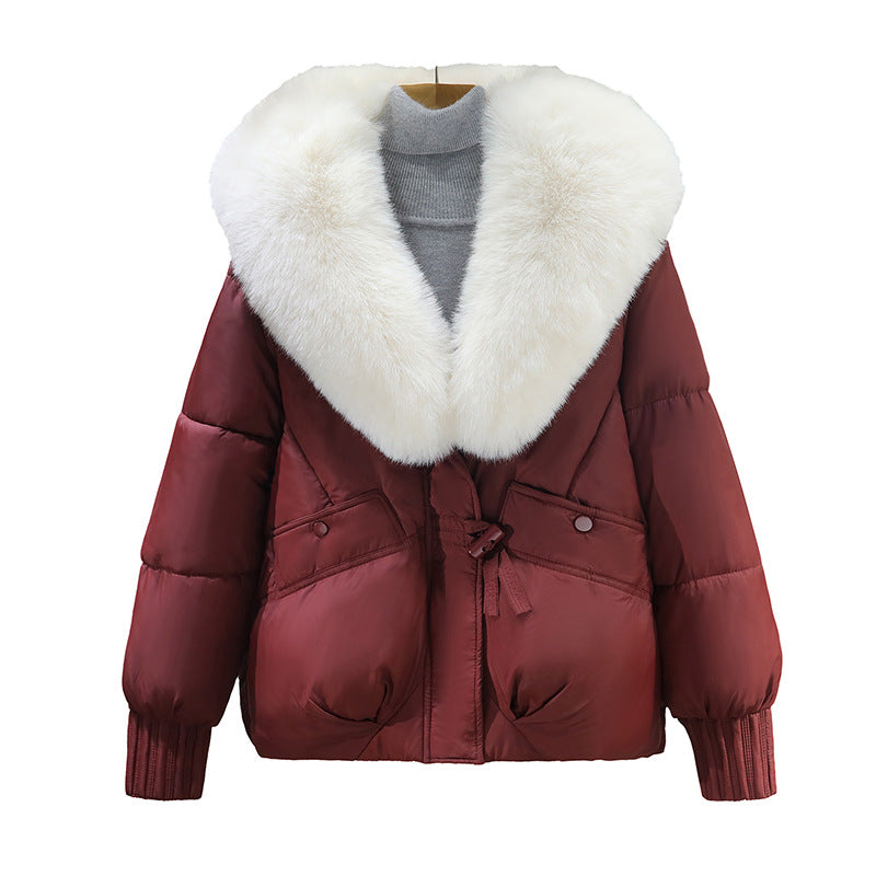 Dames Winterjas met Imitatiebontkraag Luxe Koreaanse Stijl