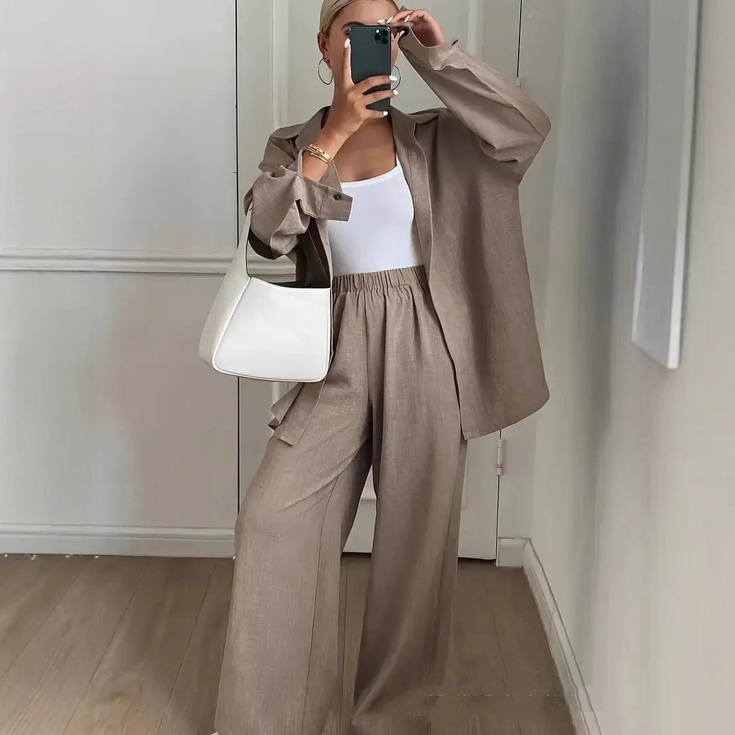 Dames Linnen Set Elegante Trendy Outfit