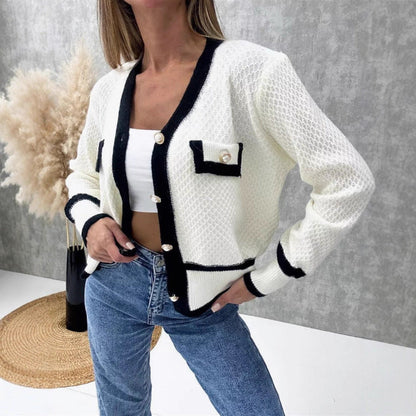 Dames Vest Parijs Look Gouden Knopen Stijlvol Contrast