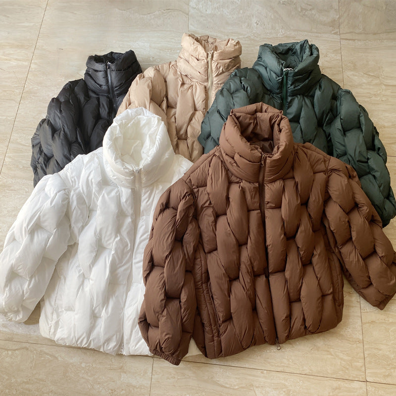 Dames Pufferjas Oversized Gevlochten Patroon Warm
