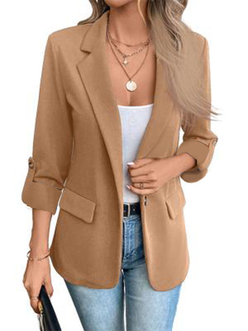 Dames Blazer Lange MouwWarm Donkerblauw voor Herfst en Winter