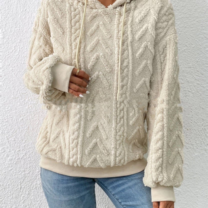 Dames Teddy Hoodie Geometrisch Patroon Zacht en Warm