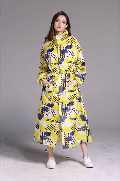 Dames Regenjas Lange Lichtgewicht Met Trendy Print