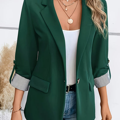 Dames Blazer Lange MouwWarm Donkerblauw voor Herfst en Winter