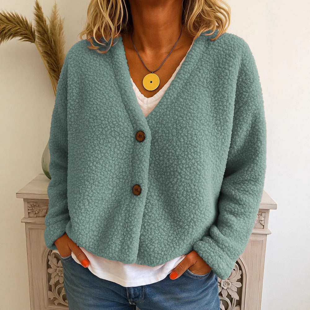 Dames Fleece Vest Warm met V-hals en Knopen