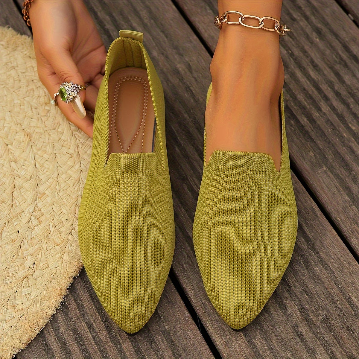 Dames Loafers Gebreide Platte Schoenen Comfortabel