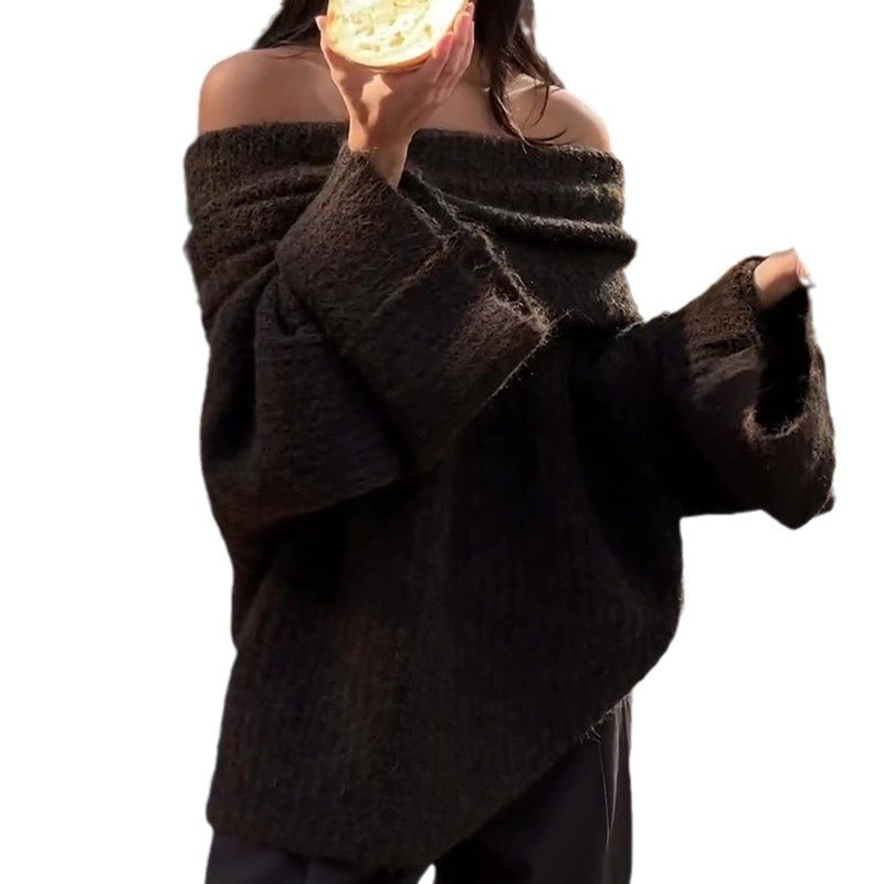 Dames Trui Off-shoulder Warm Gebreid Trendy Stijl