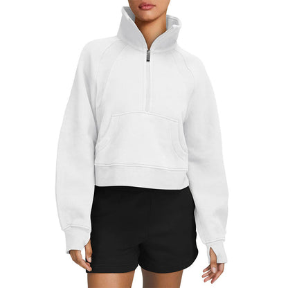 Dames Sweatshirt Sportief Comfortabel met Halve Rits
