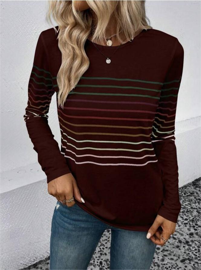 Dames T-shirt Lange Mouwen Streepjes Basic Stijlvol
