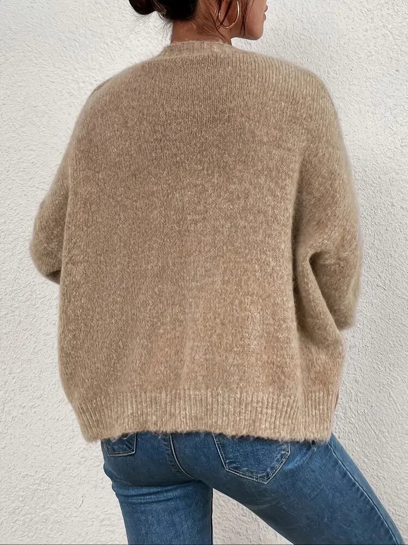 Gebreide Trui Khaki Dames Collectie Evelyn