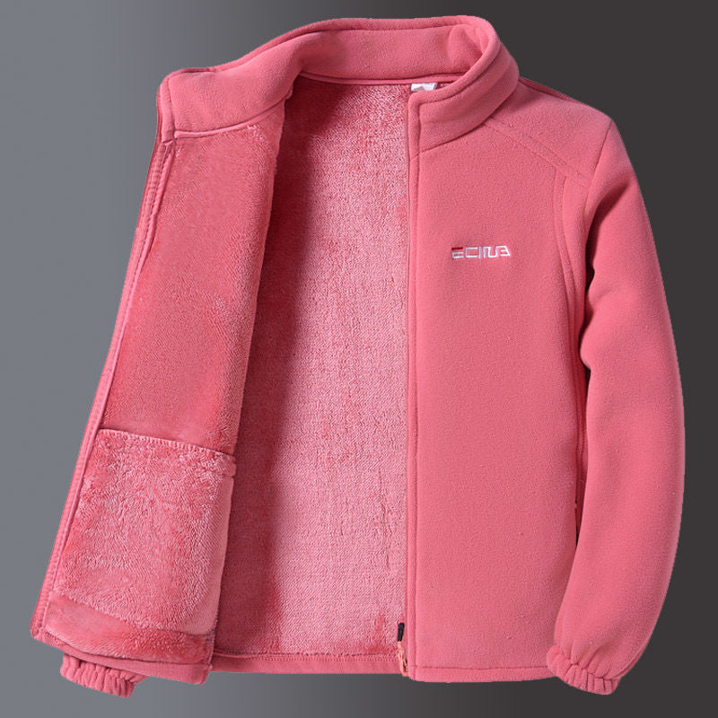Dames Fleece Jas Warm en Zacht met Rits en Opstaande Kraag