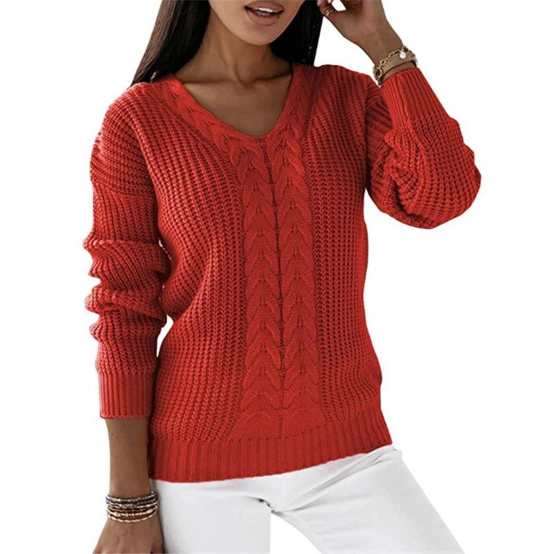 Dames Trui Gebreid V-hals Met Twist Detail