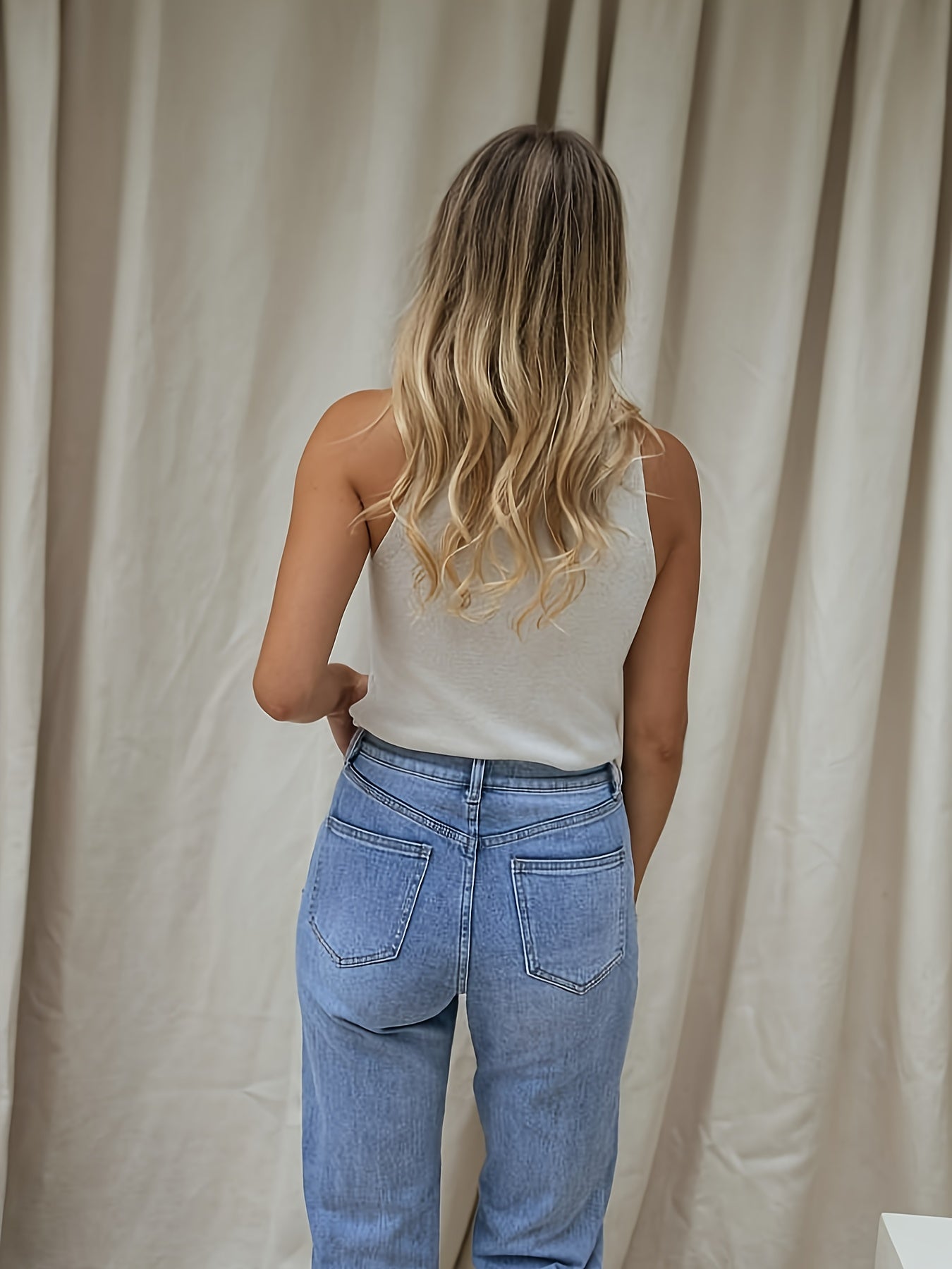 Dames Mouwloze Zomertop Met Ronde Hals Basic Pasvorm
