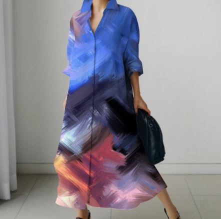 Dames Overhemdjurk Elegante Korte Bloem Jurk