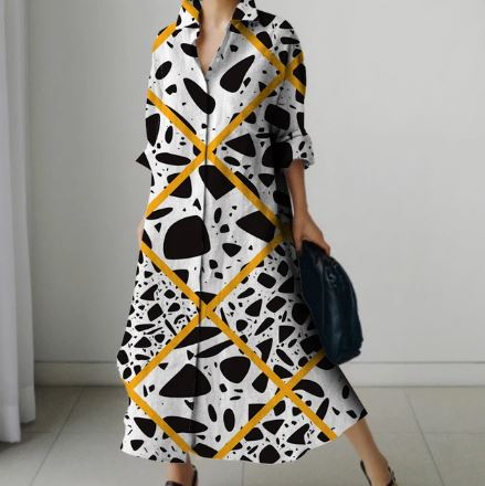 Dames Overhemdjurk Elegante Katoen Jurk