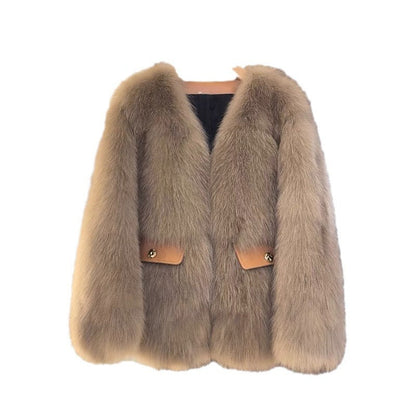 Dames Faux Fur Jas Luxe Met Zakken