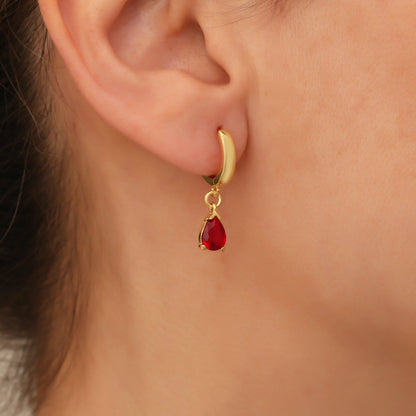 Geboortesteen Sieradenset Granaat met Ketting en Oorbellen