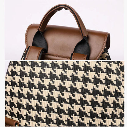 Dames Rugzak met Houndstooth Patroon Trendy en Veelzijdig