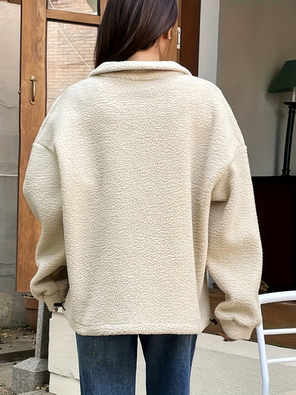 Pullover Sweatshirt Effen met Ritssluiting voor Dames