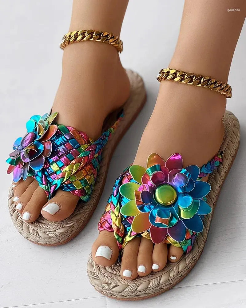 Vrouwelijke Sandalen met Bloemenpatroon Zomer