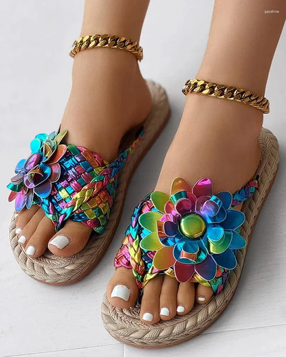 Vrouwelijke Sandalen met Bloemenpatroon Zomer
